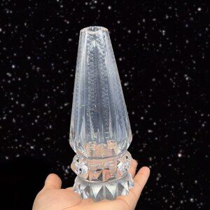 1960s Czech Art Glass Vase Clear Crystal Etched Vase with Diamond Pattern 7”T 1”